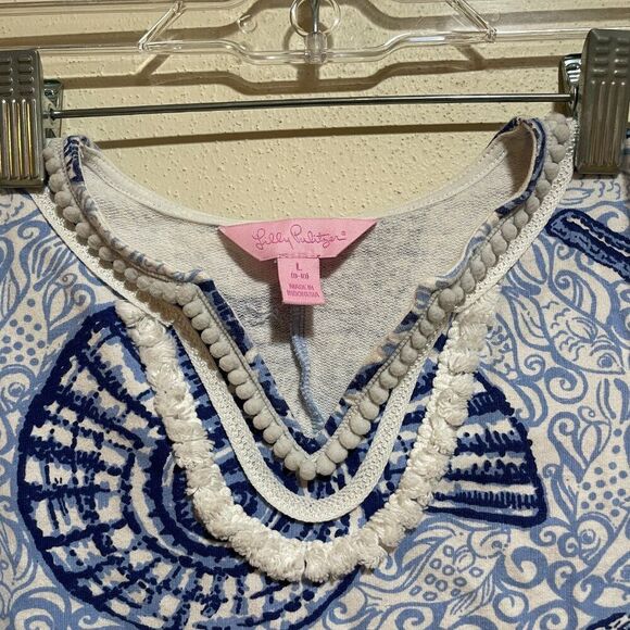 Lilly Pulitzer Girls L Mini Harper Shift Dress Blue Peri Pop Up Stuffed Shells - Picture 5 of 10